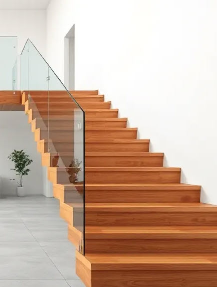 escalier verre et bois naturel